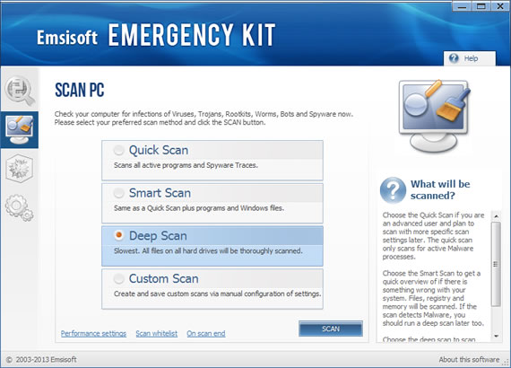 Anti-Malware gratuito para Windows - Emsisoft Emergency Kit