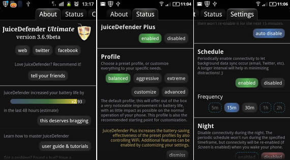 Aplicativo para economizar bateria no Android - Juice Defender