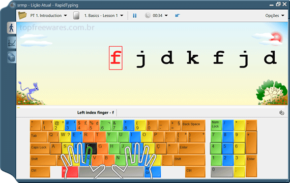 Curso de digitação grátis, Tutor de teclado