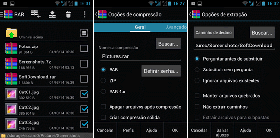 Compactador de arquivos para Android - RAR para Android