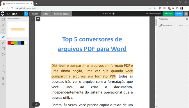 pdf bob top5 sites destacar texto pdf