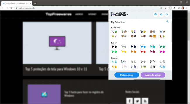 Como mudar o cursor do mouse no Google Chrome